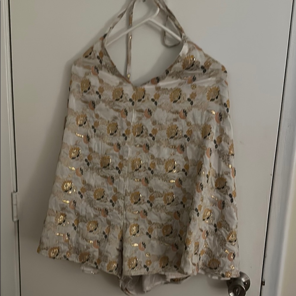Anthropology Gold Floral Women's Halter Top
